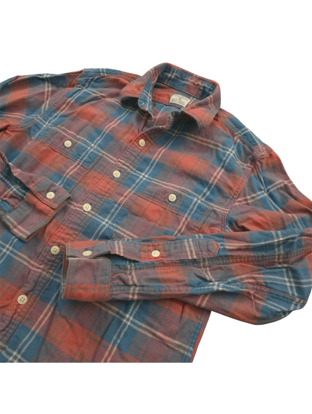 J.Crew Flannel Shirt Mens S Red Blue Plaid Cotton Workwear Grunge Lumberjack